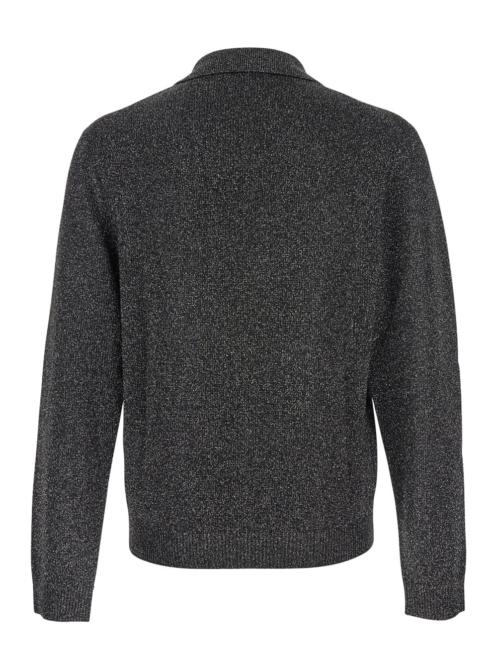 Emporio Armani Black Polo Shirt With Classic Collar And Lurex Finish In Tech Fabric Man In Black
