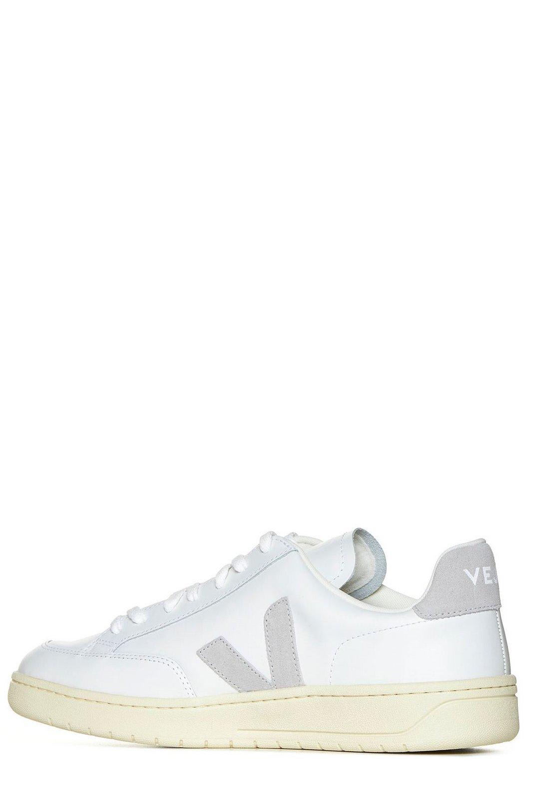Shop Veja Round Toe Lace-up Sneakers In White