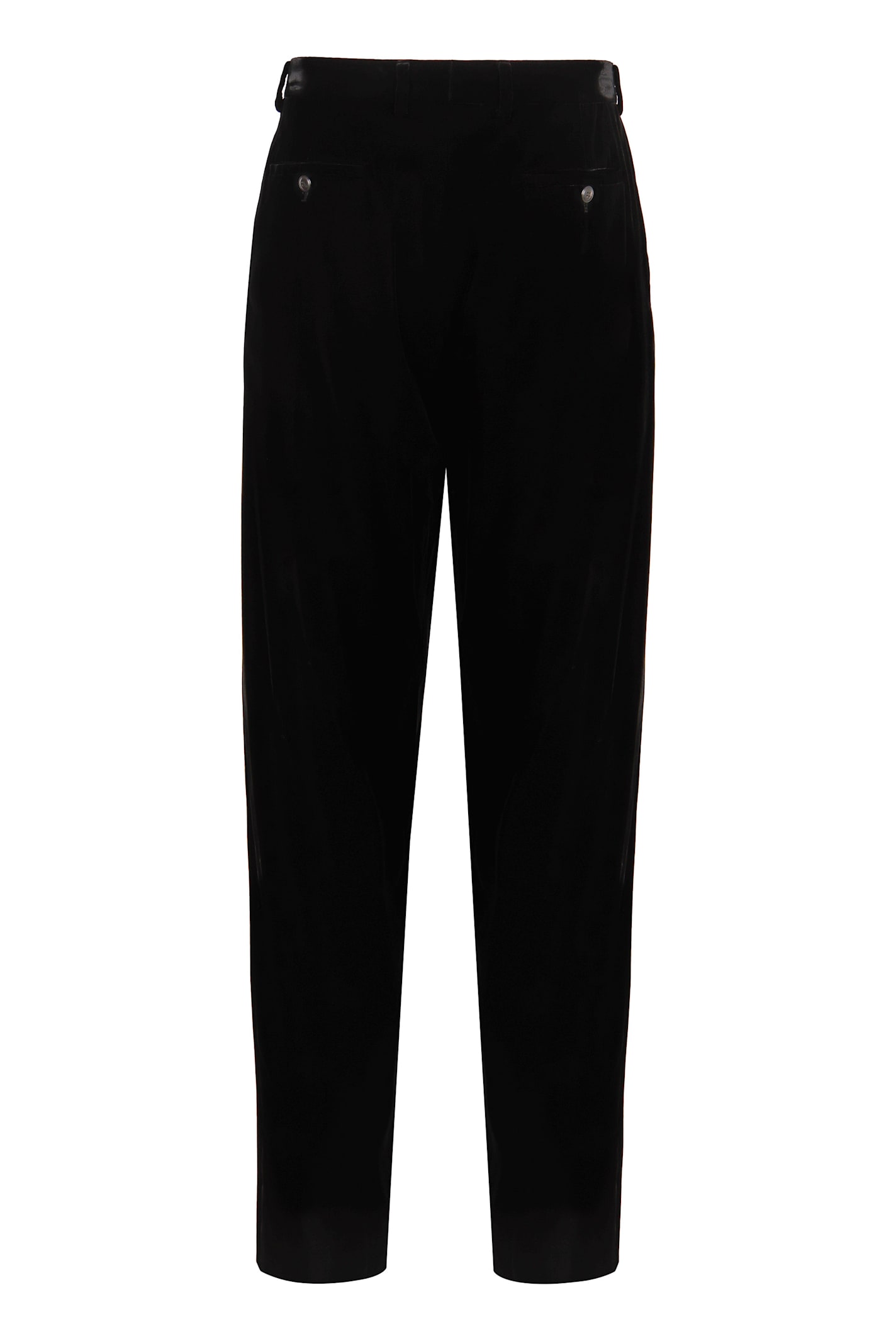 Shop Giorgio Armani Velvet Trousers In Black