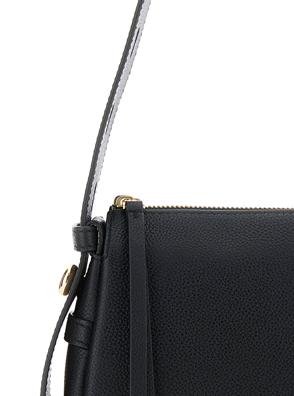 Tory Burch Pebble Leather Shoulder Bag With Adjustable Strap In Black