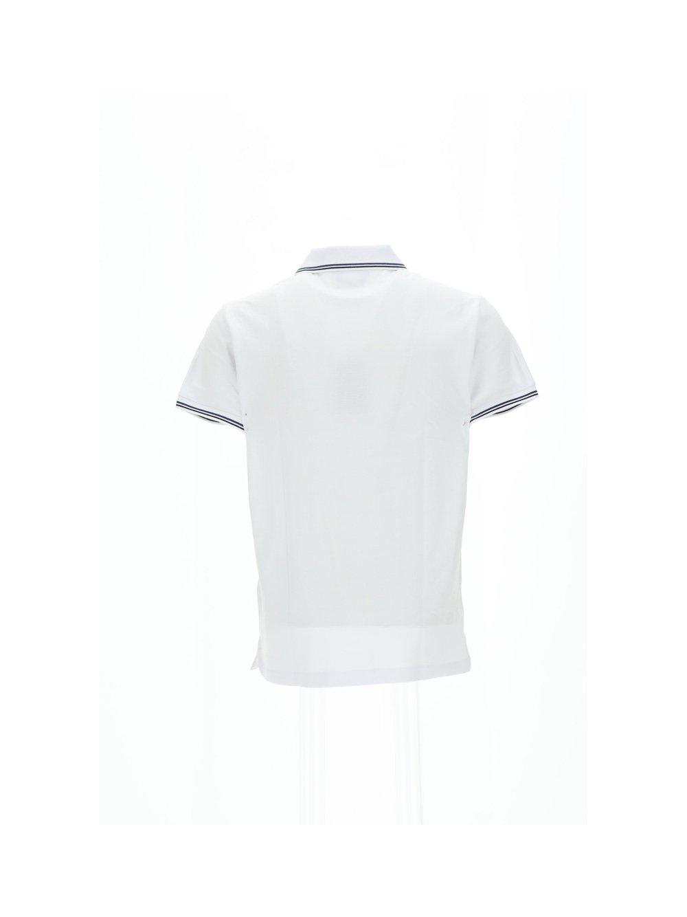 Shop Emporio Armani Logo Embroidered Short Sleeved Polo Shirt In White