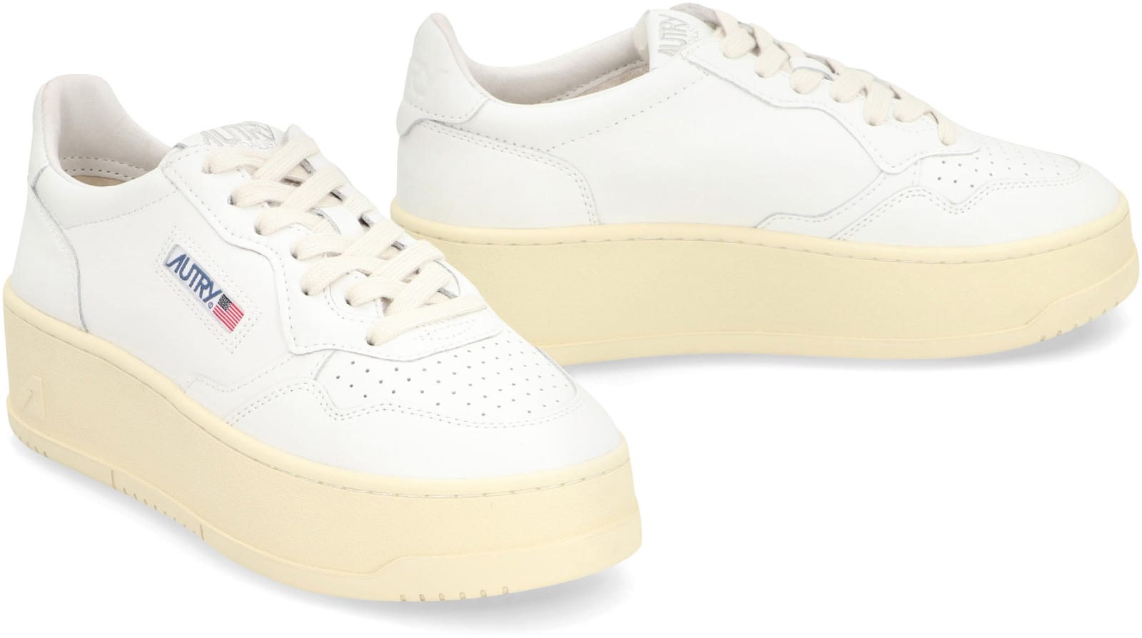 Shop Autry Medalist Leather Platform Sneakers In White