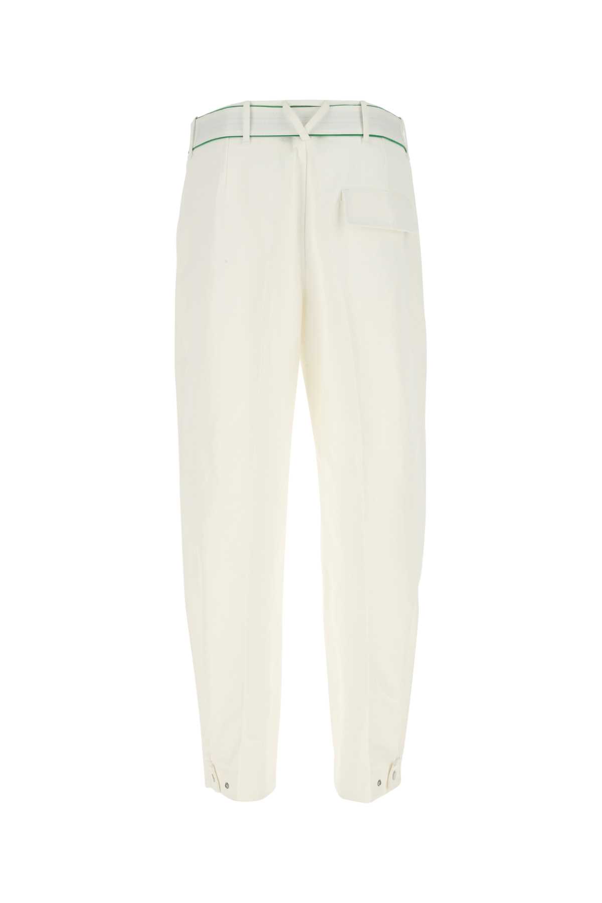 Shop Bottega Veneta White Cotton Wide-leg Pant In 9000