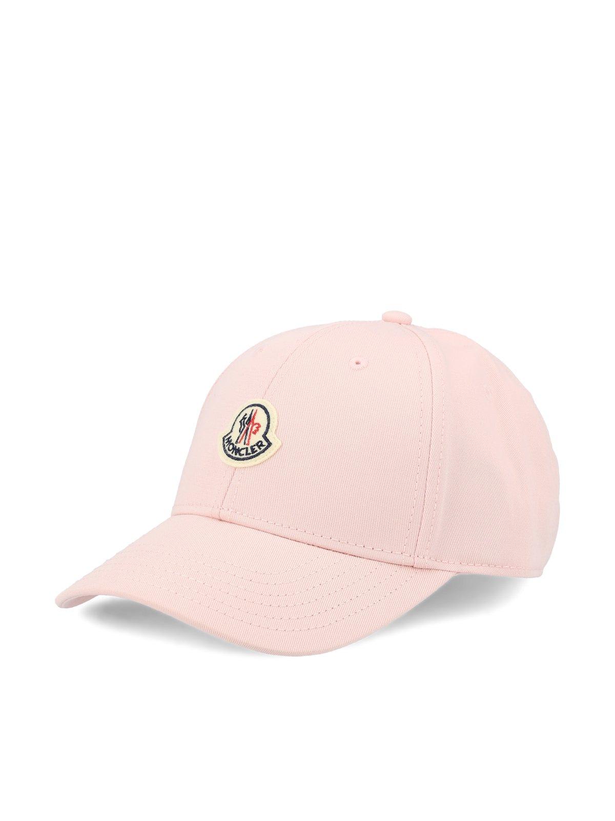 Moncler Pink Baseball Cap With Logo Patch In Cotton Woman In Pink