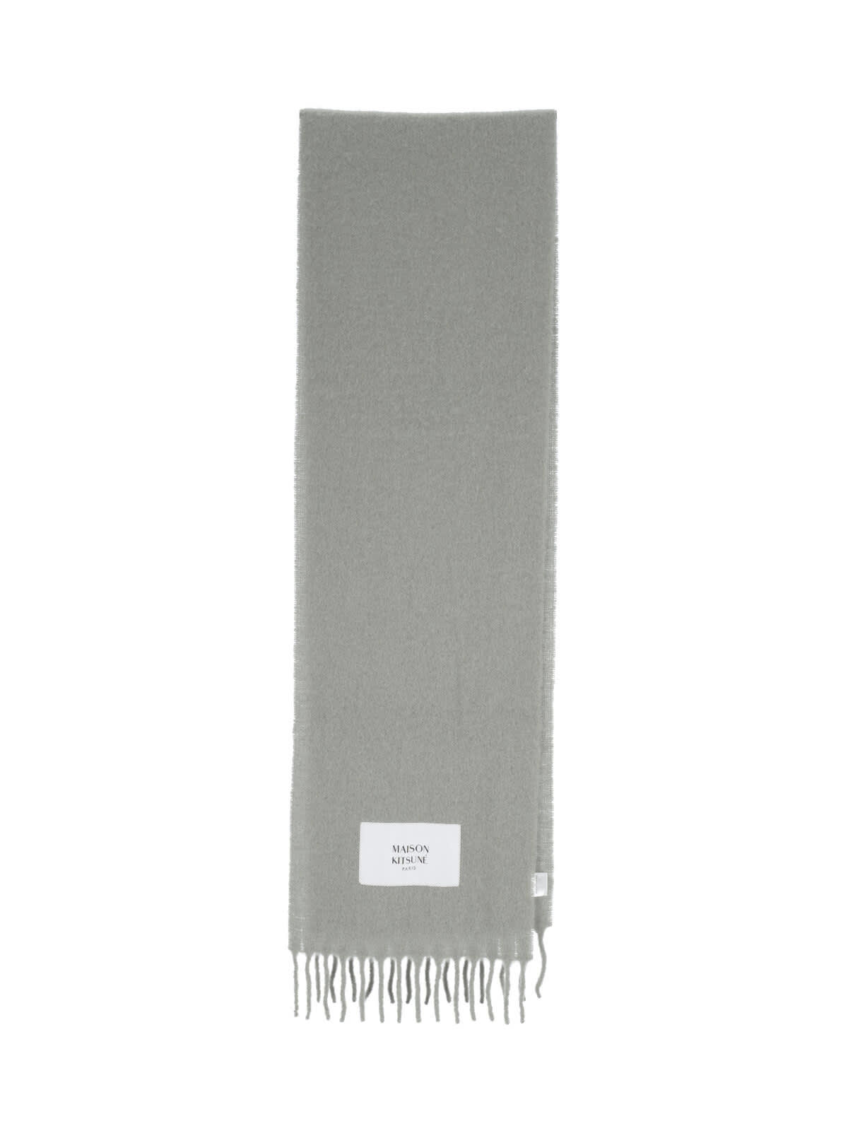 Maison Kitsuné Green Soft Fabric Scarf With Versatile Rectangular Shape In Gray