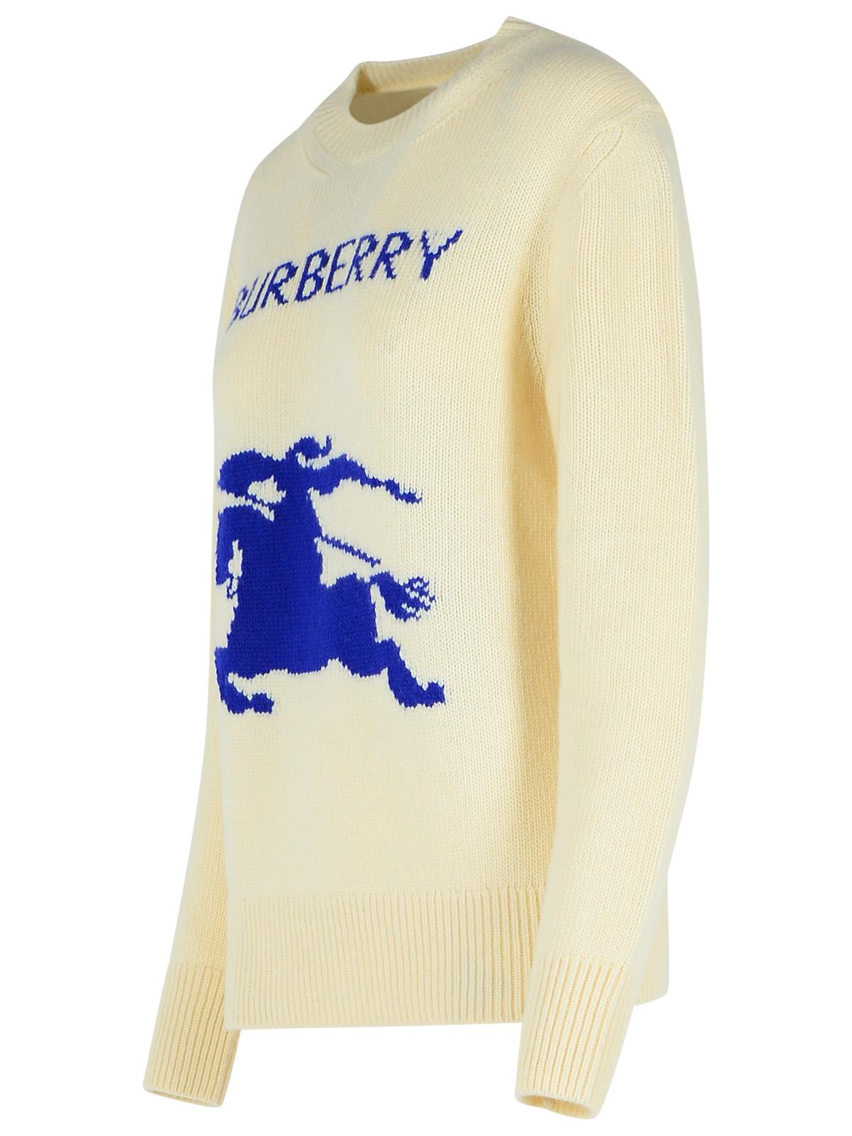 Shop Burberry Cream Wool Blend Sweater