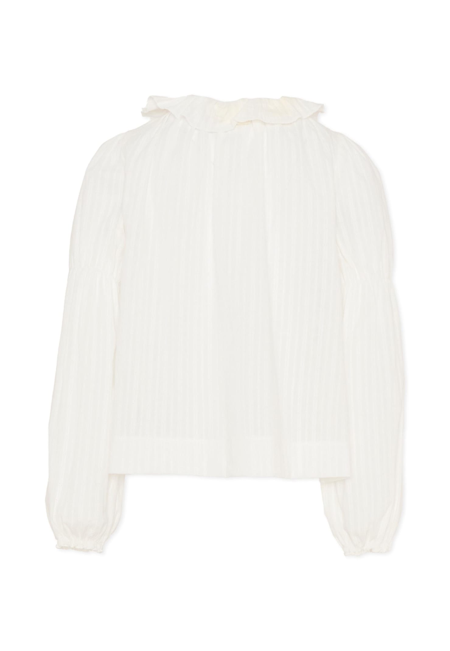 La Stupenderia Ivory Shirt For Girl With Embroidery In Neutral