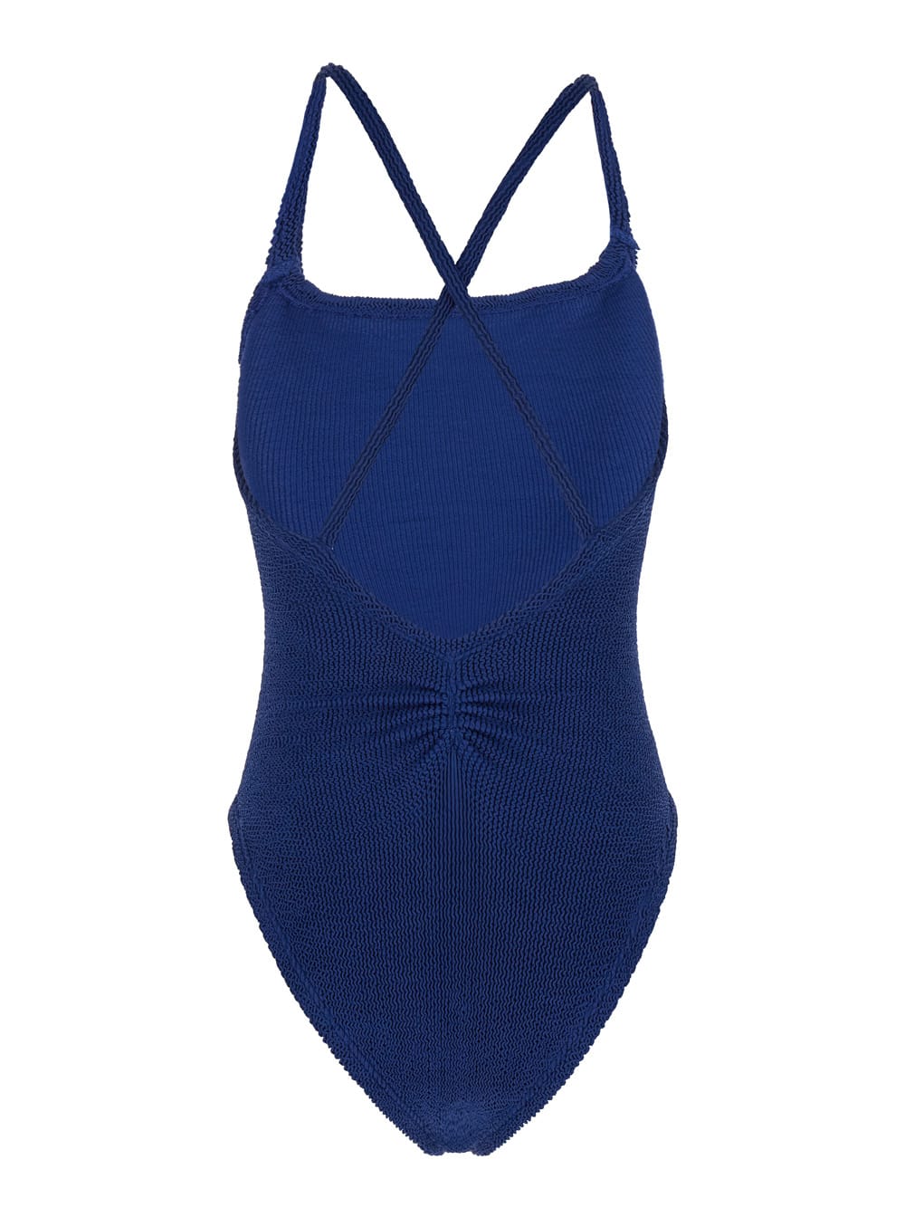 Shop Hunza G Bette Blue One-piece Swimsuit With Crisscross Straps In Stretch Fabric Woman