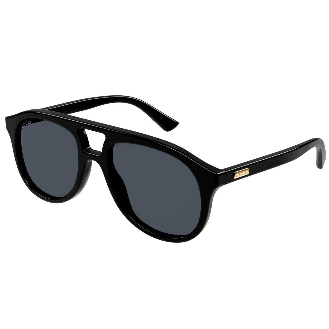 Shop Gucci Aviator Frame Sunglasses In Black-black-grey