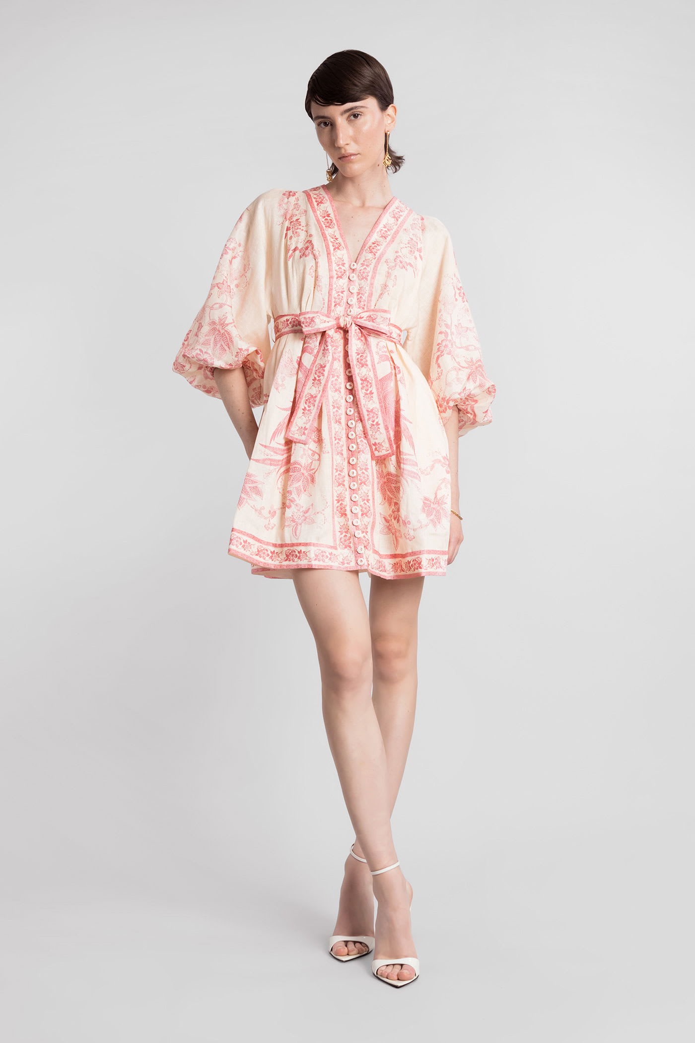 Zimmermann Beige Lucky Printed Mini Dress In White