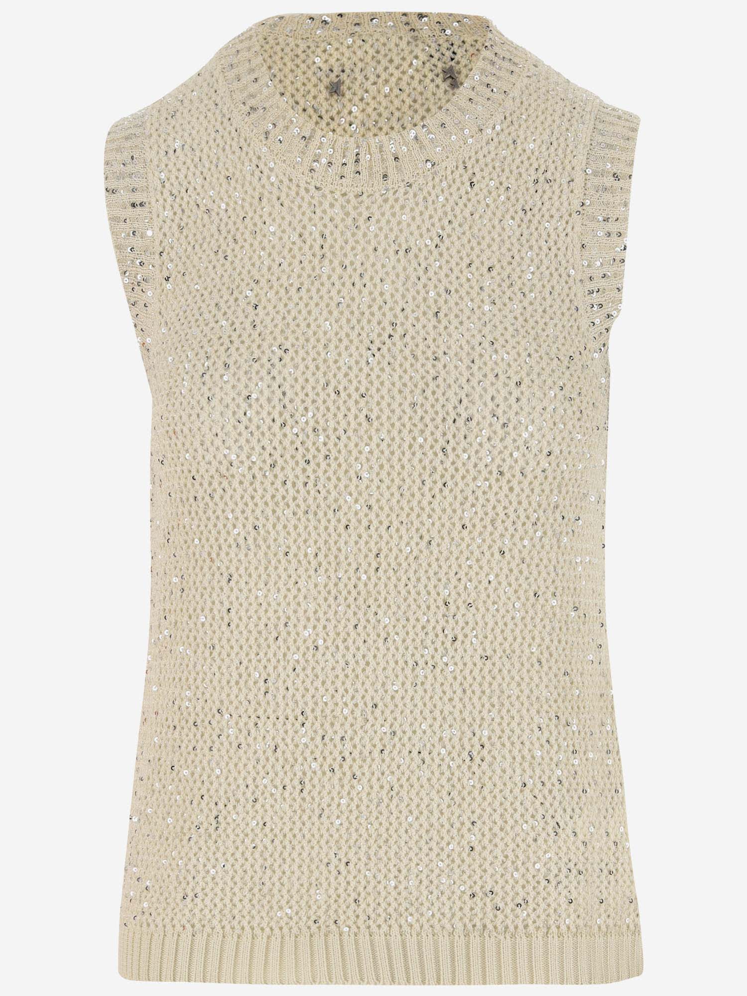 Shop Golden Goose Knit Tank Top Sequin In Black