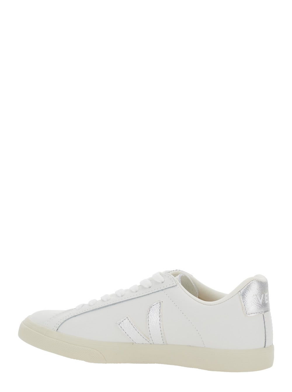 Veja Esplar White Sneakers With Contrasting Side Logo In Leather Woman In White