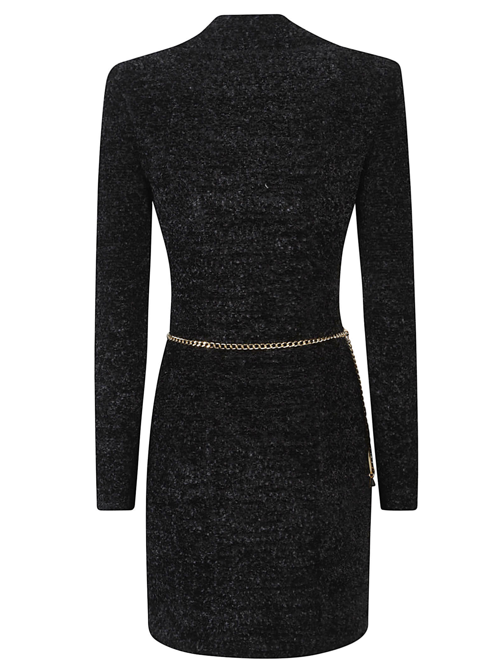 Elisabetta Franchi Double-breasted Dress Featuring Chain Belt In Black