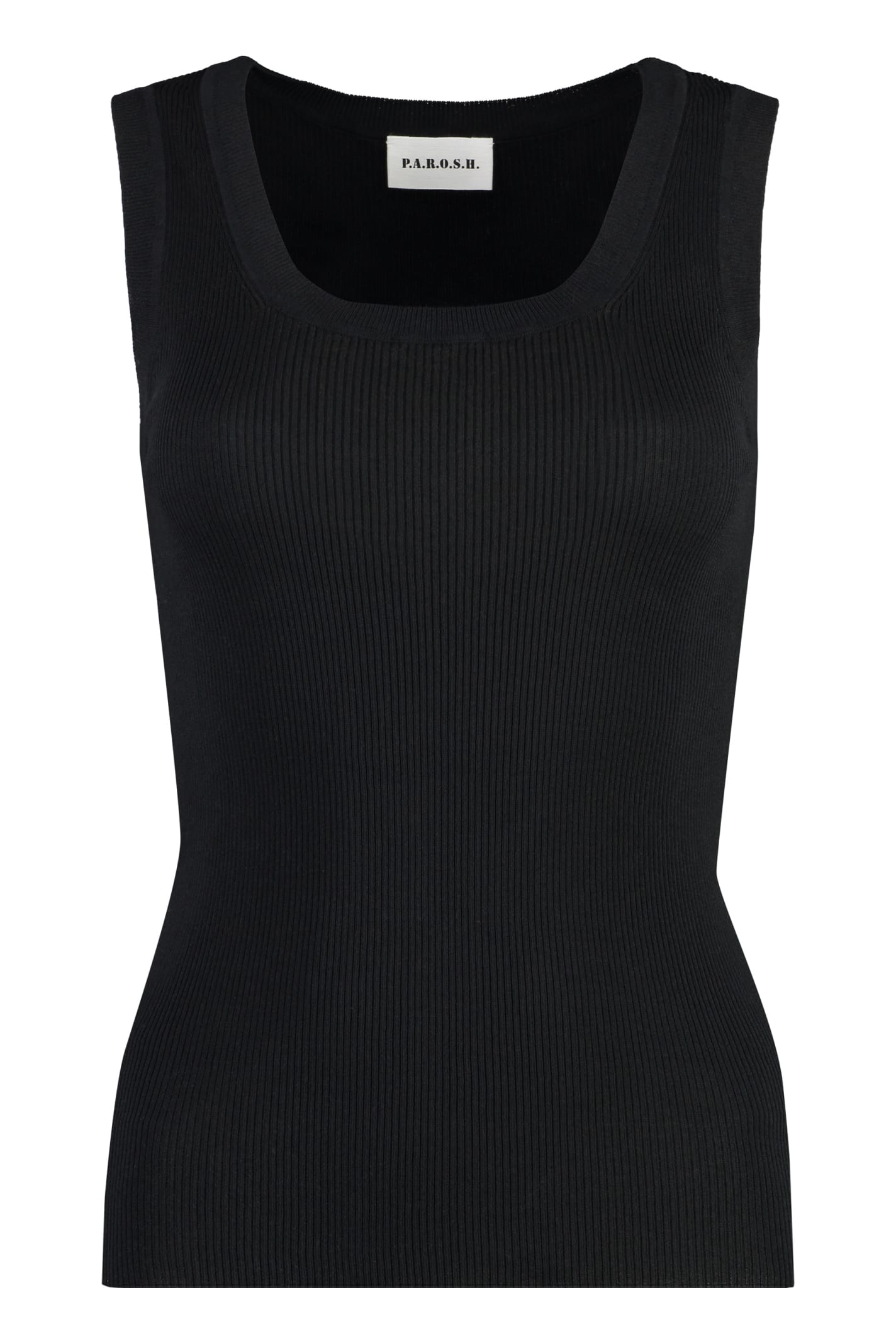 Shop P.a.r.o.s.h Ribbed Tank Top In Black