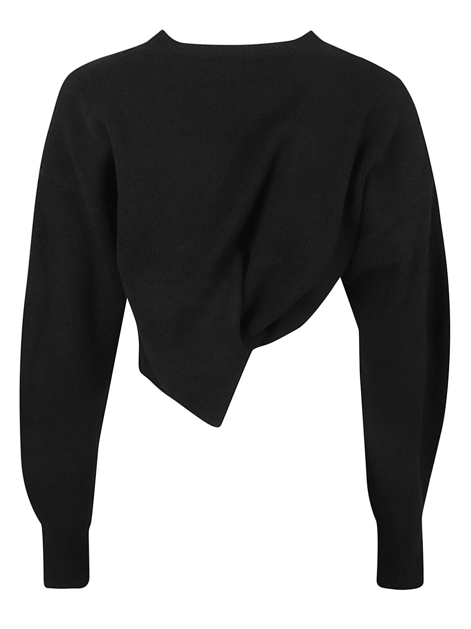 Shop Alexander Mcqueen Asymmetric Rib Knit Sweater In Black