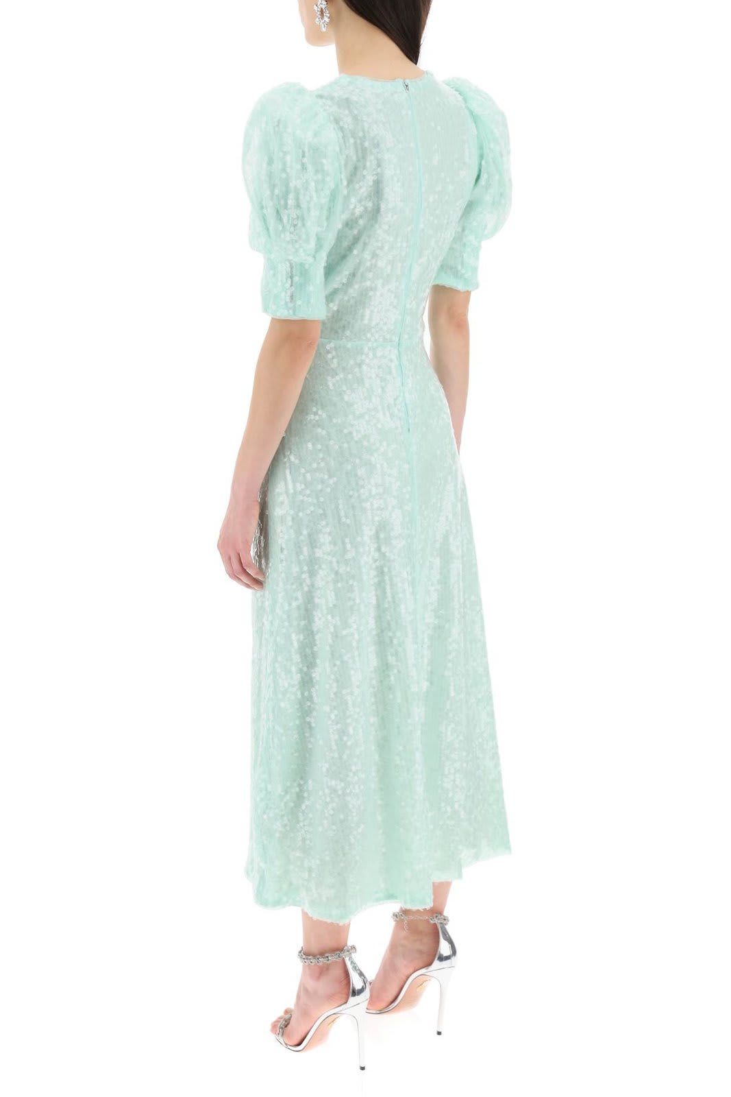 Shop Rotate Birger Christensen V-neck Sequins Midi Dress In Verde