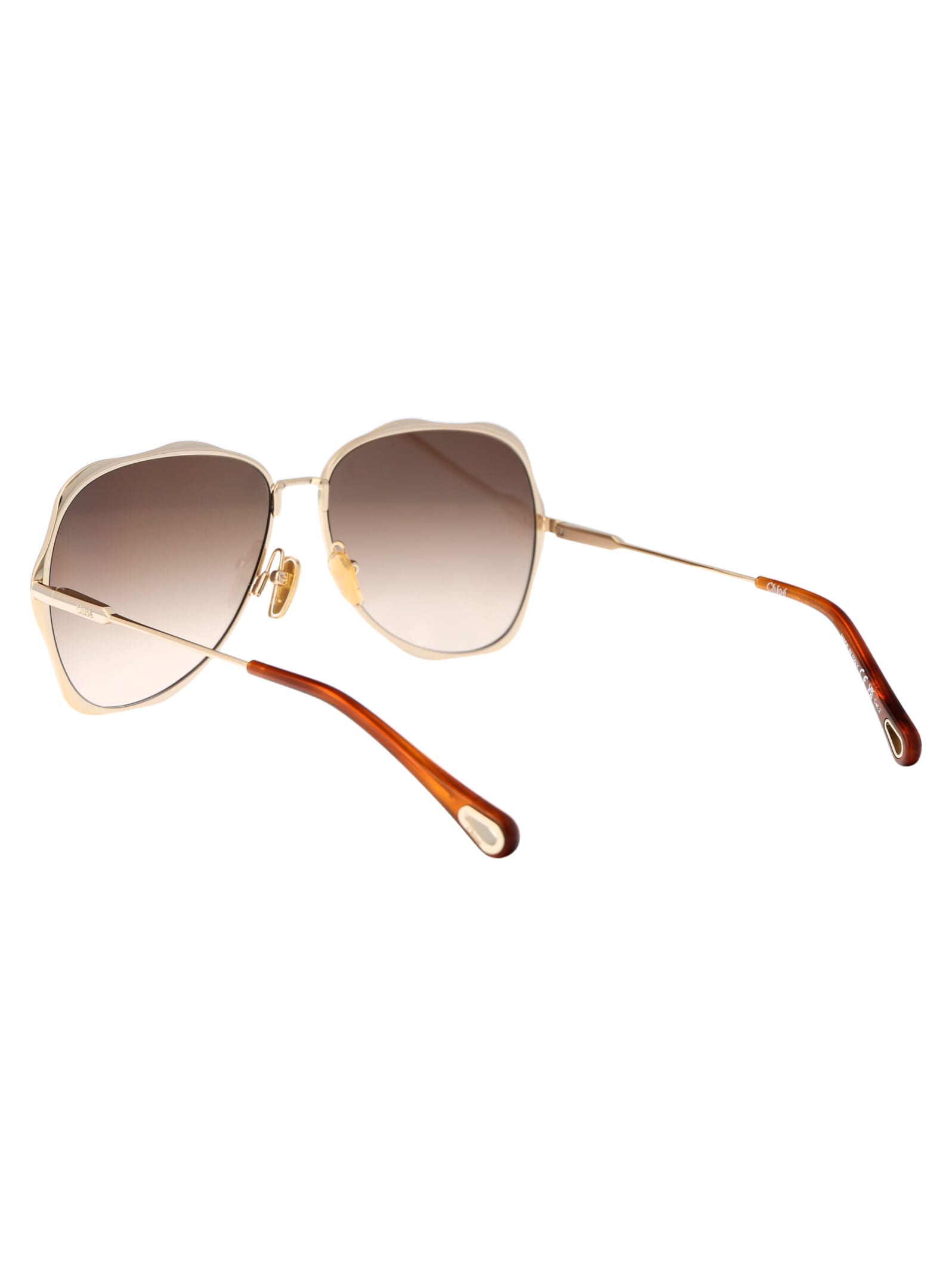 Shop Chloé Ch0177s Sunglasses In 002 Gold Gold Brown