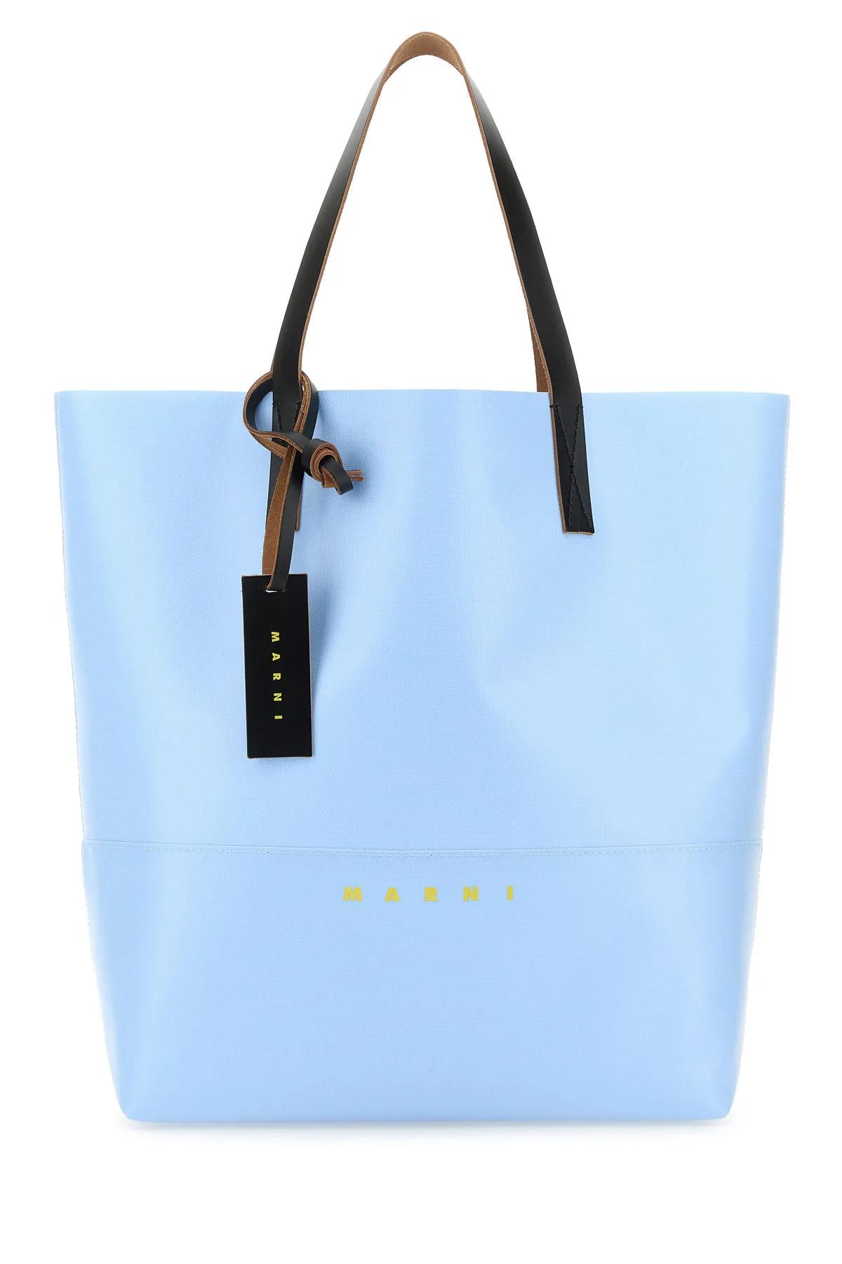 Shop Marni Light Blue Pvc Tribeca Shopping Bag