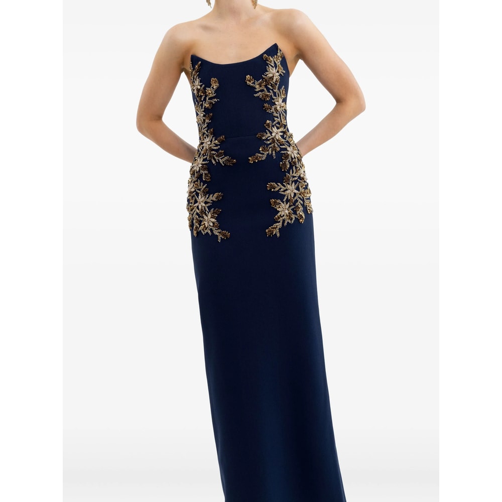 Rebecca Vallance Orla Embellished Crepe Gown In Blue
