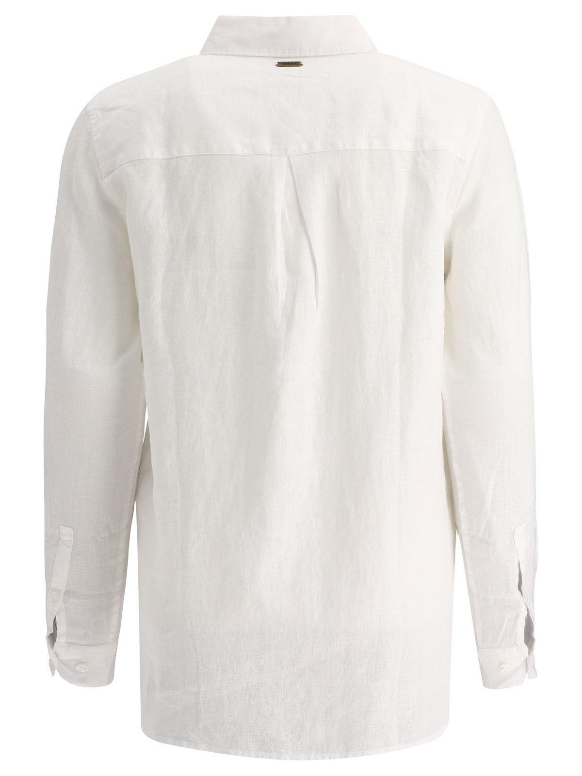 Shop Barbour Marine Buttoned Long Sleeved Shirt In White