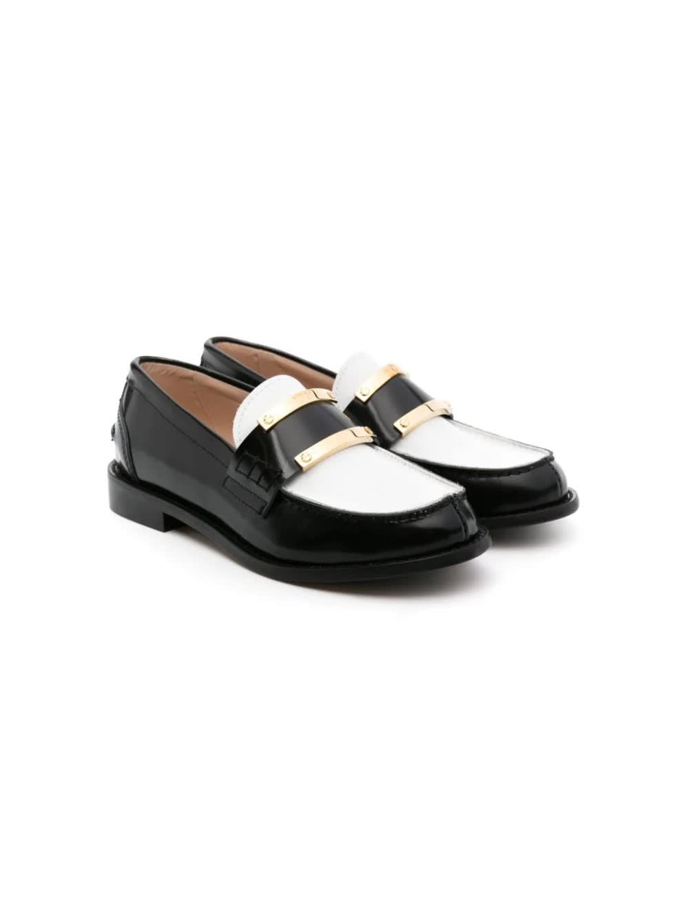 N°21 Kids' Loafers With Color-block Design In Black