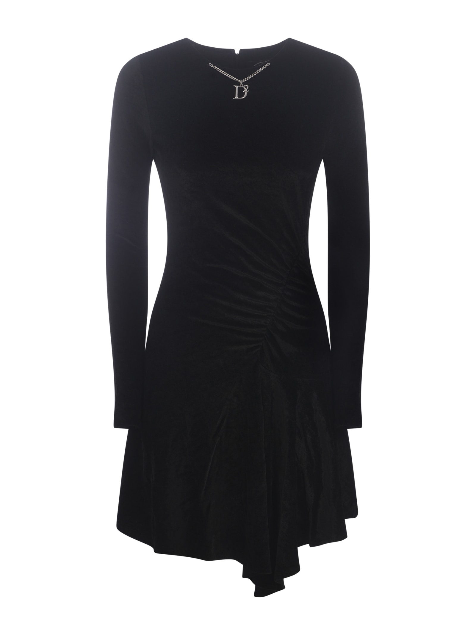 Shop Dsquared2 Dress  In Velvet In Black