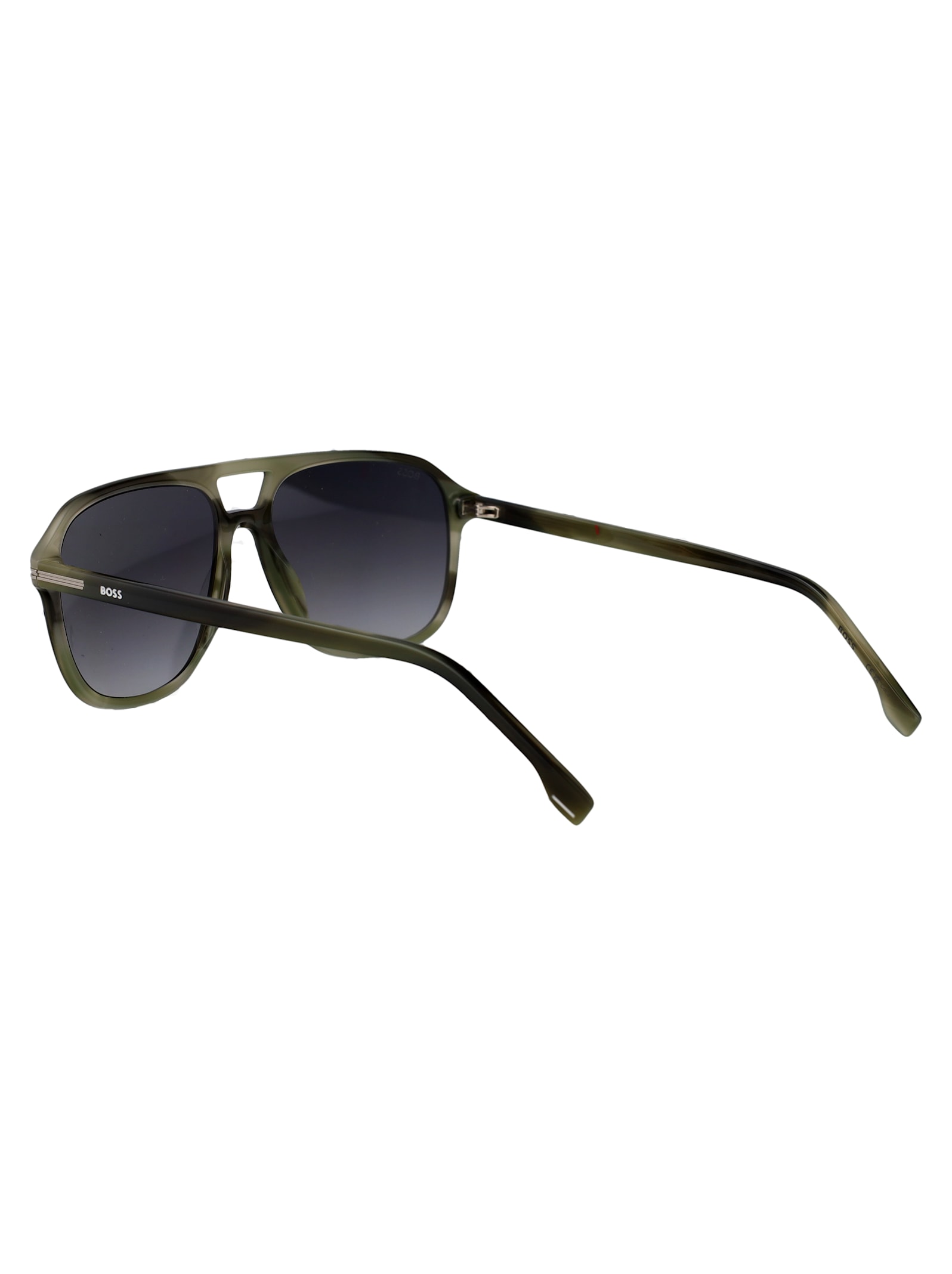 Hugo Boss Boss Green Horn Acetate Sunglasses In Gray