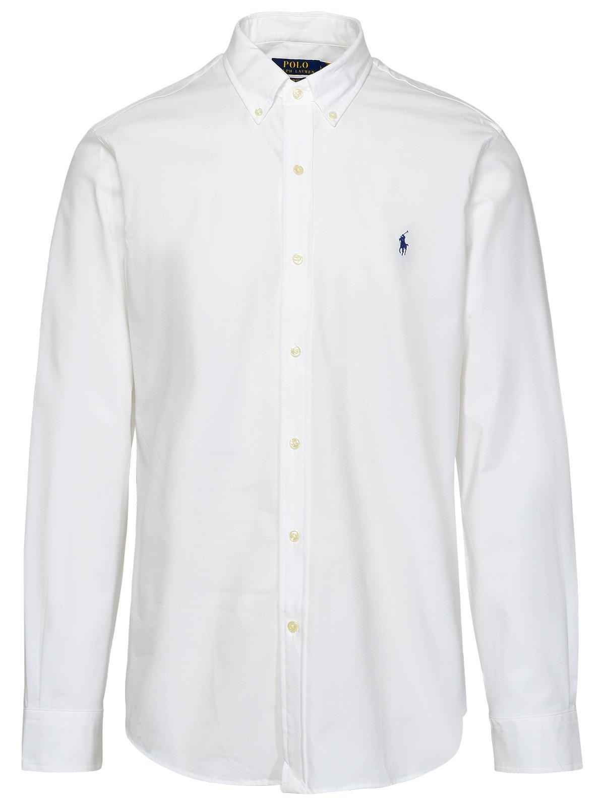 Shop Polo Ralph Lauren Buttoned Long-sleeved Shirt In White