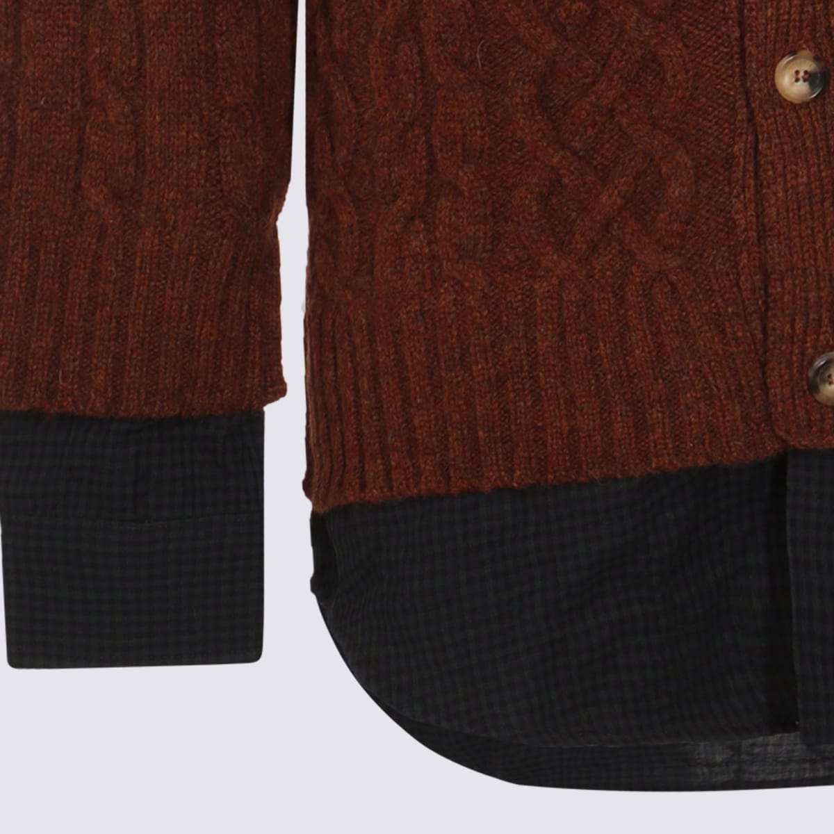 Moschino Collared Cable Knit Textured Crewneck Sweater In Brown