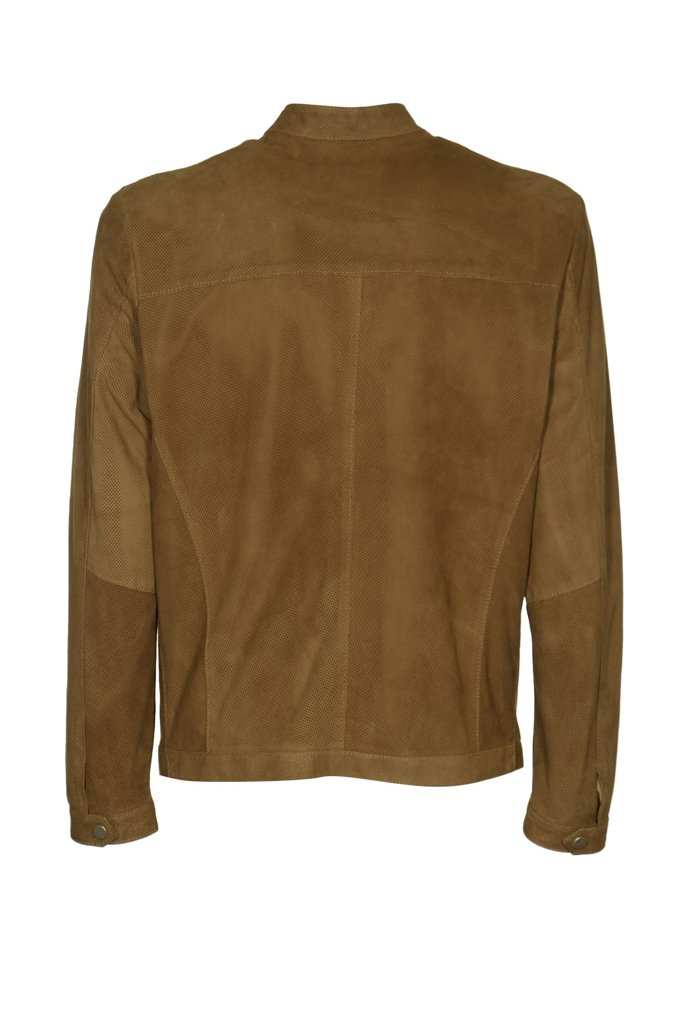 Shop Dfour Band Collar Zipped Jacket In Taupe