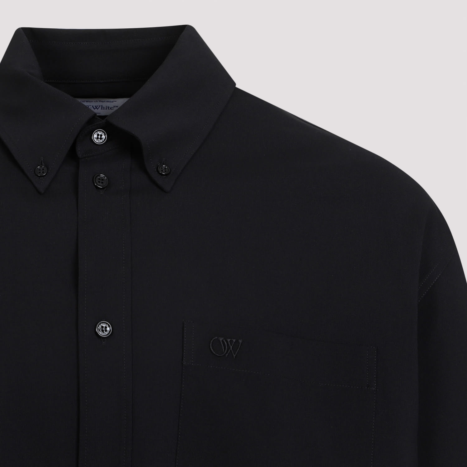 Shop Off-white Emb Cotton Shirt In Black Black