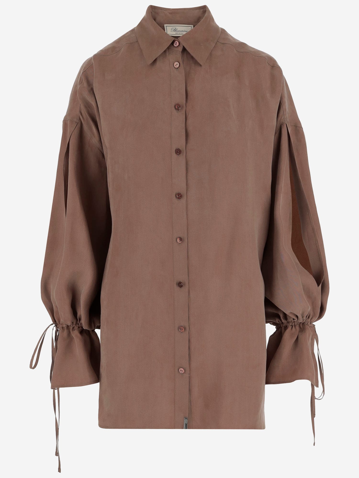 Blumarine Washed Gabardine Dress In Bear Brown