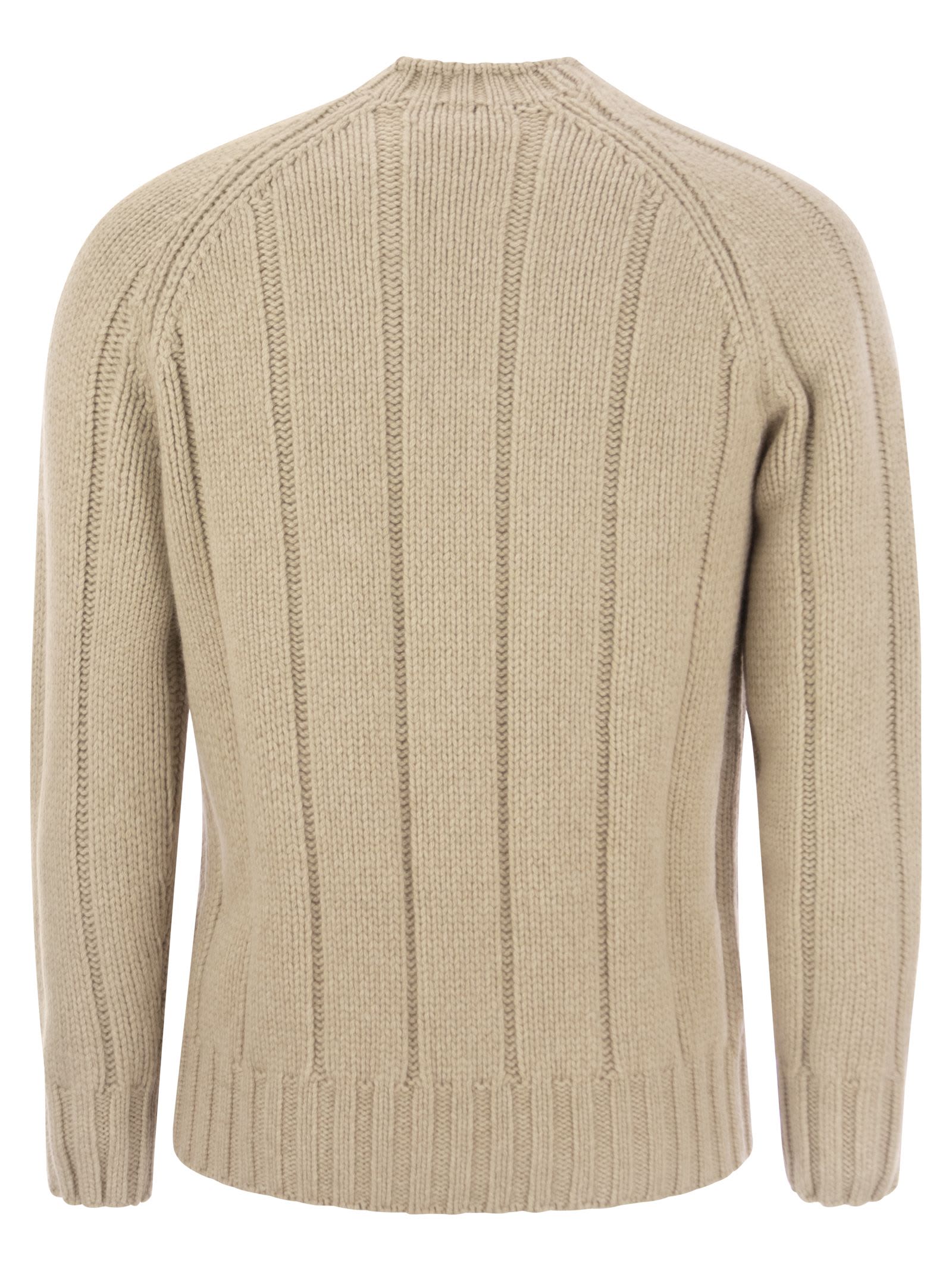 Shop Brunello Cucinelli Flat-ribbed Cashmere Sweater In Beige