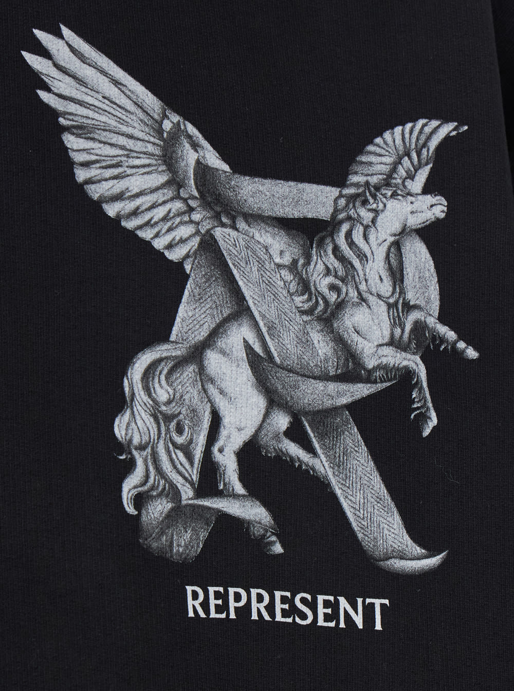 Shop Represent Elegance Unicorn Black Hoodie With Logo Print On The Front And Maxi Print On The Rear In Cotton Man