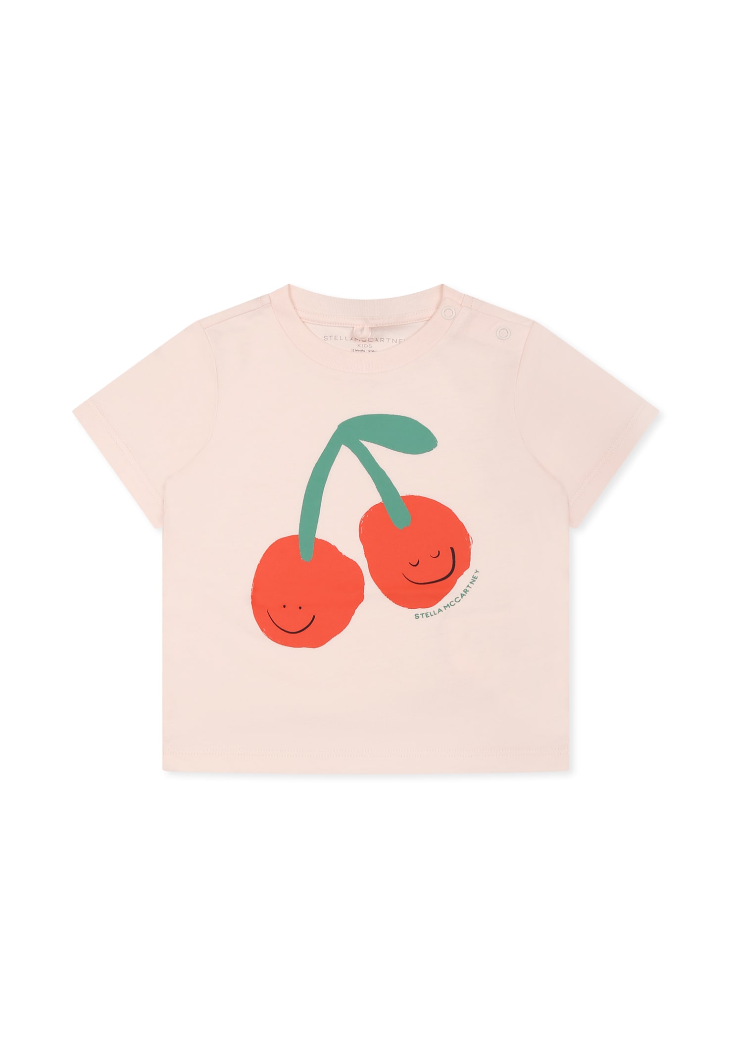 Stella Mccartney Pink T-shirt For Baby Girl With Cherry In Pink
