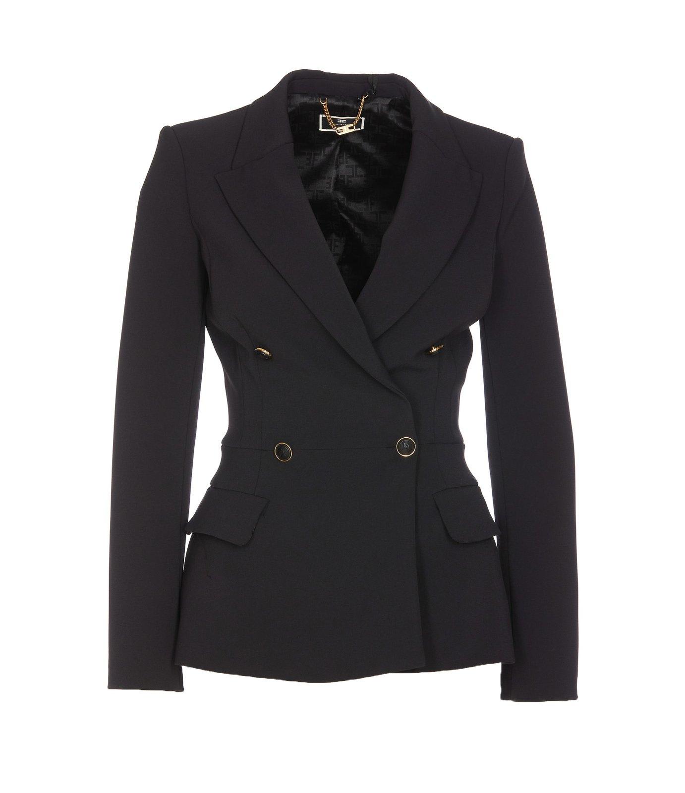 Shop Elisabetta Franchi Double-breasted Blazer In Black