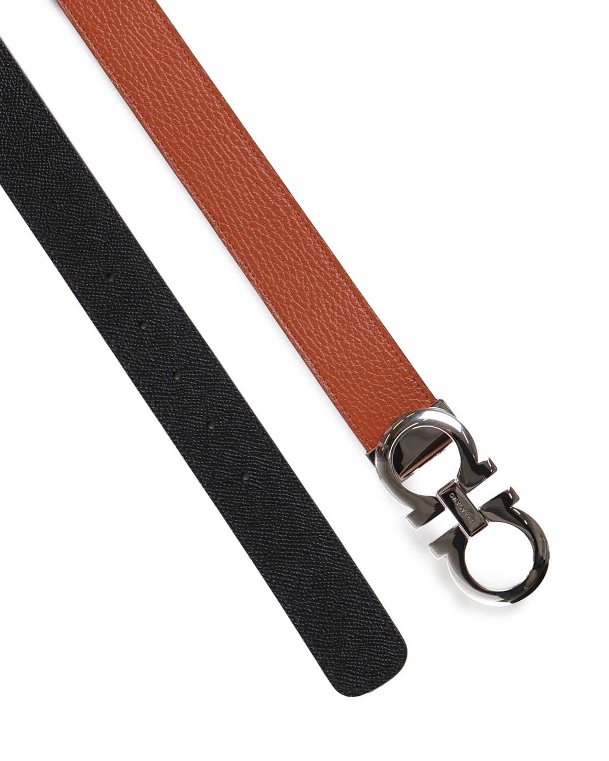 Shop Ferragamo Reversible Gancini Belt In Terracotta, Black