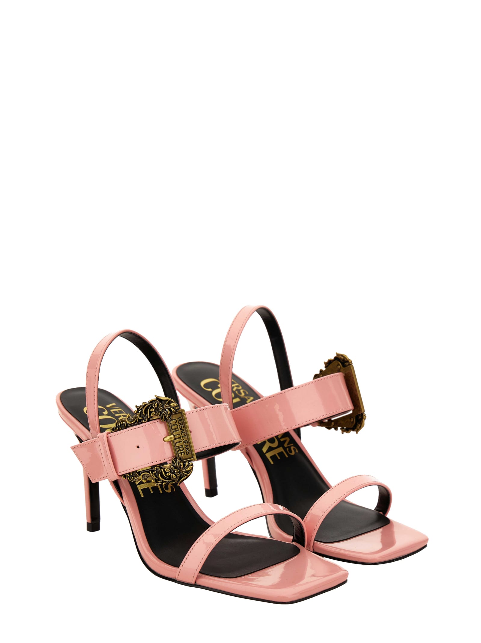 Shop Versace Jeans Couture Open Sandals In Pink