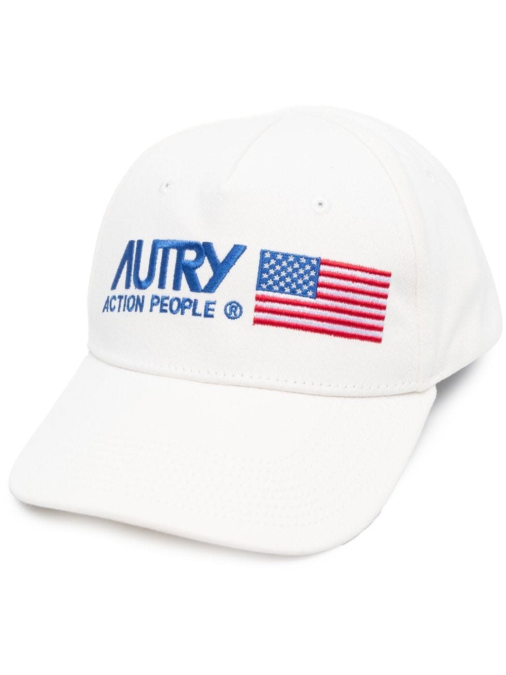 Shop Autry Logo Cotton Baseball Cap In Action White