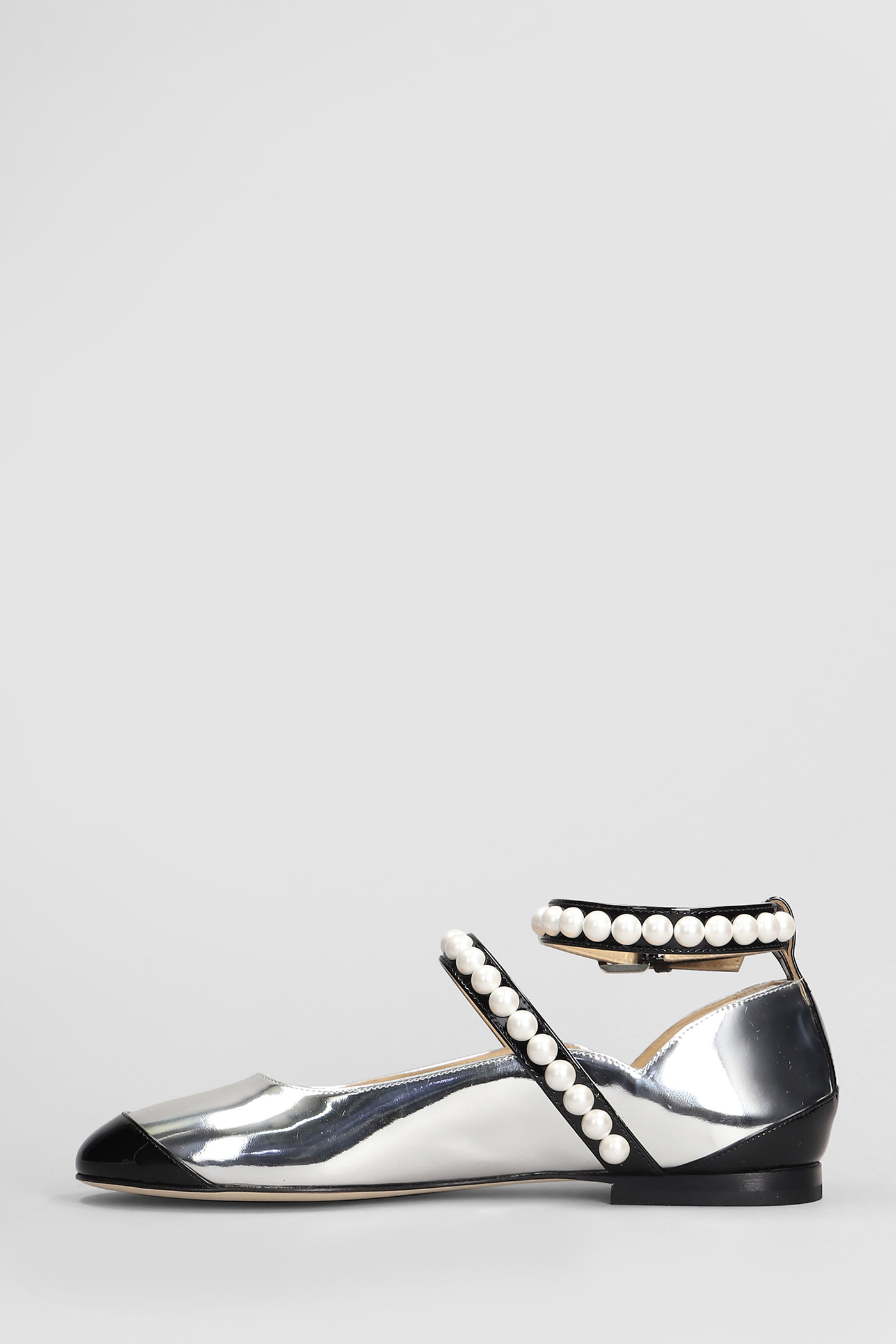 Shop Mach &amp; Mach Ballet Flats In Silver Leather