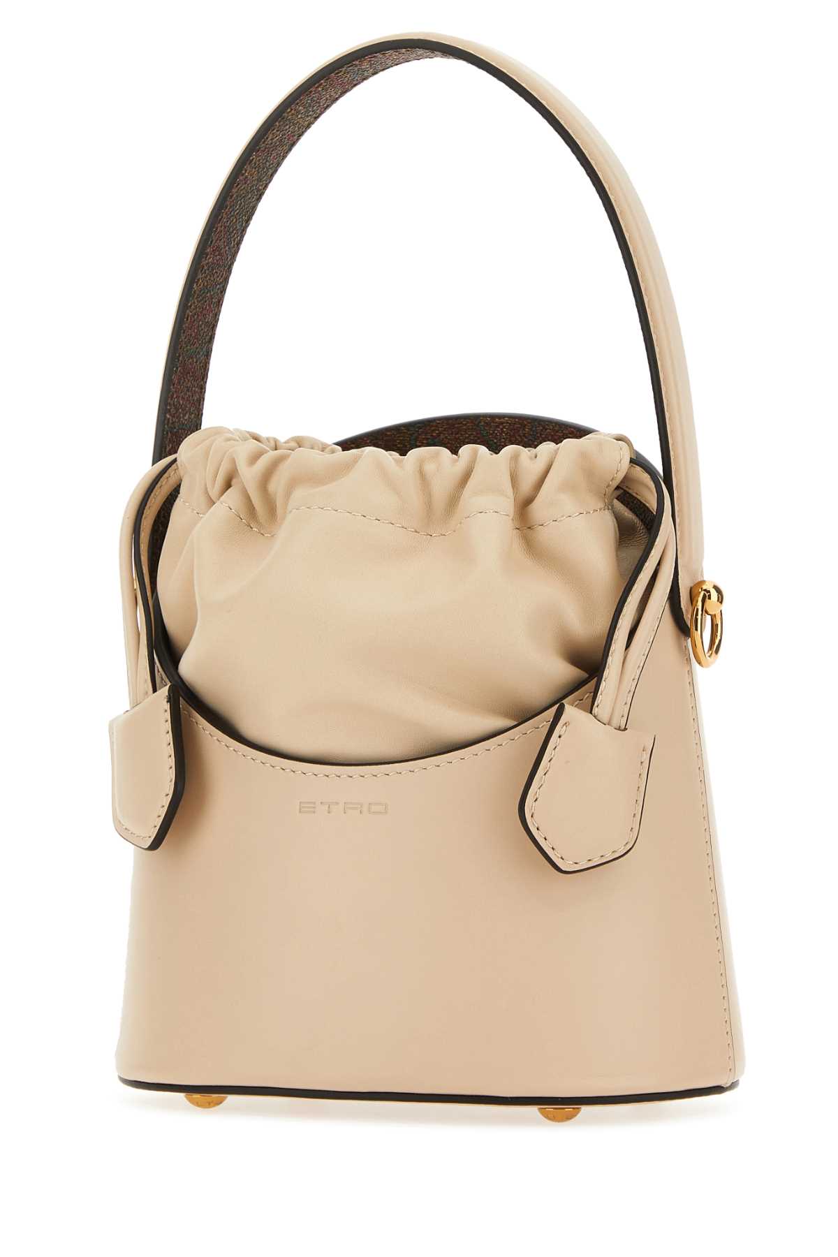 Etro Ivory Leather Saturno Mini Bucket Bag In 0800