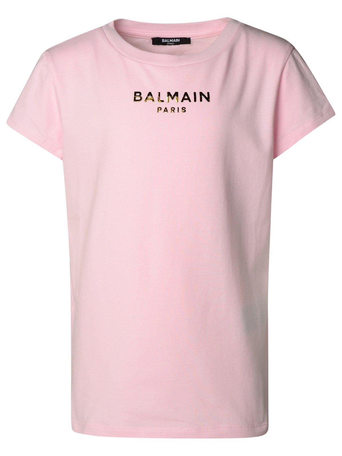 Shop Balmain Logo Lettering Crewneck T-shirt