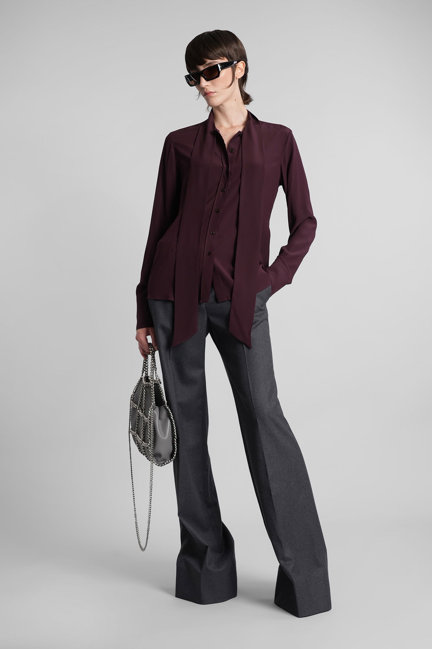 Stella Mccartney Shirt In Bordeaux Silk In Red