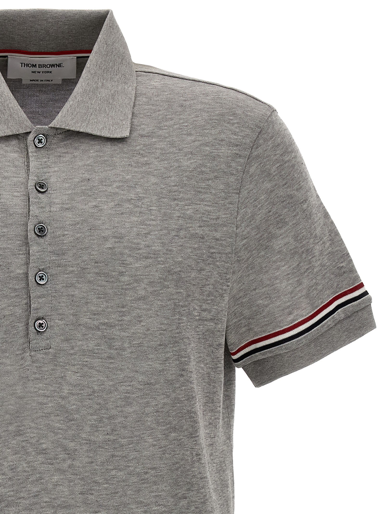Shop Thom Browne Rwb Polo Shirt In Gray