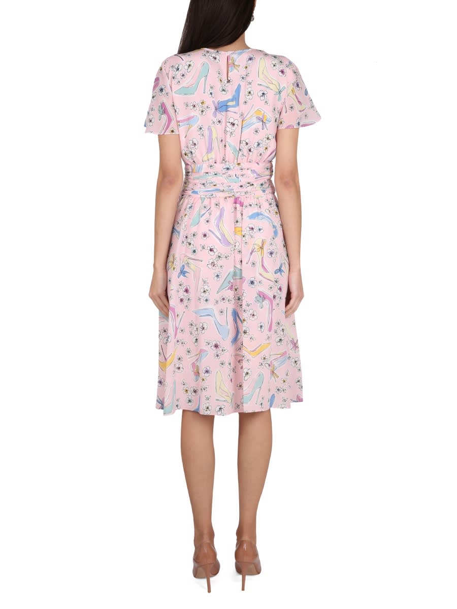 Boutique Moschino Floral-print Long-sleeved Mini Dress In Pink