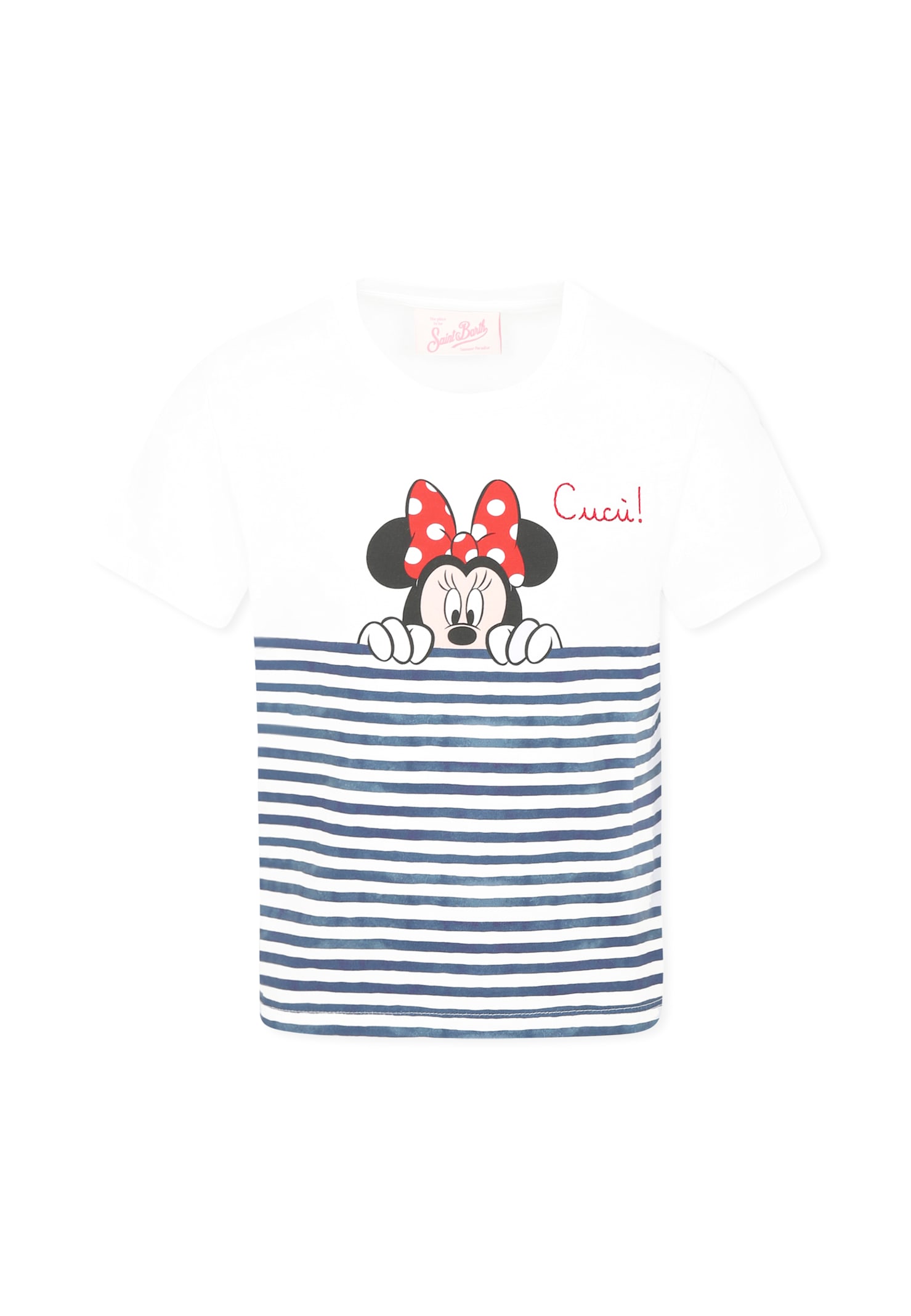 Mc2 Saint Barth White T-shirt For Girl With Minnie In White