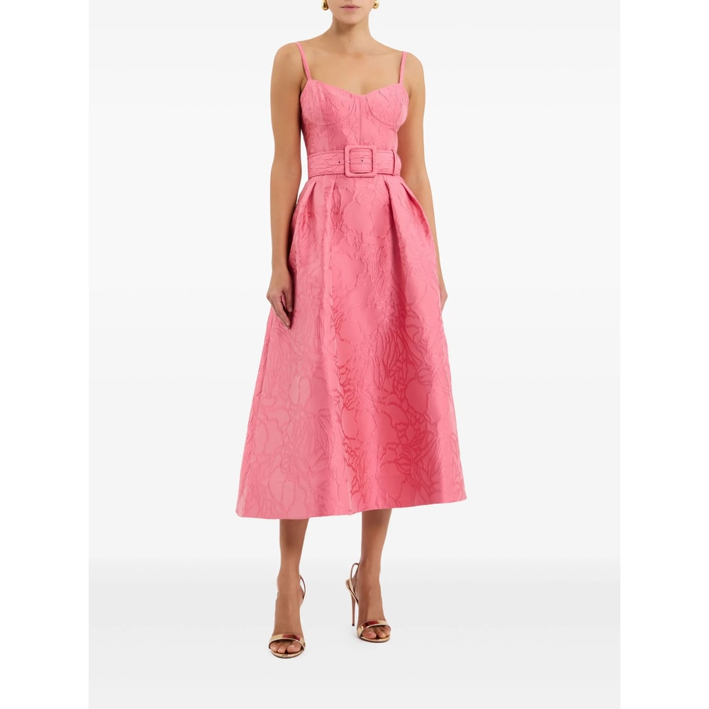 Rebecca Vallance Midi Dress With Floral Embossing In Pink