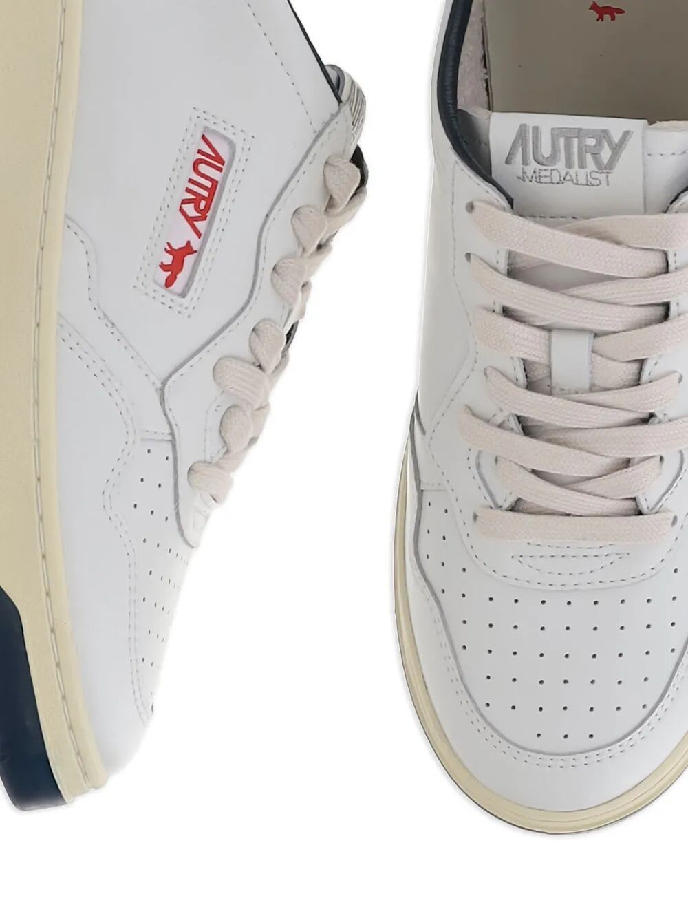 Autry X Maison Kitsune Medalist Low Top Sneakers In White
