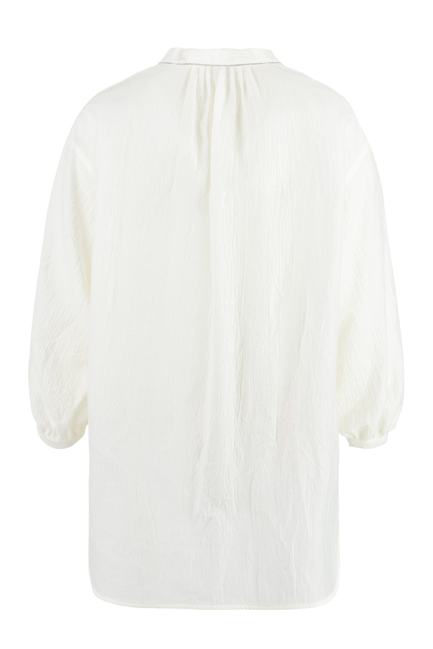 Shop Peserico Silk-cotton Blend Shirt In White