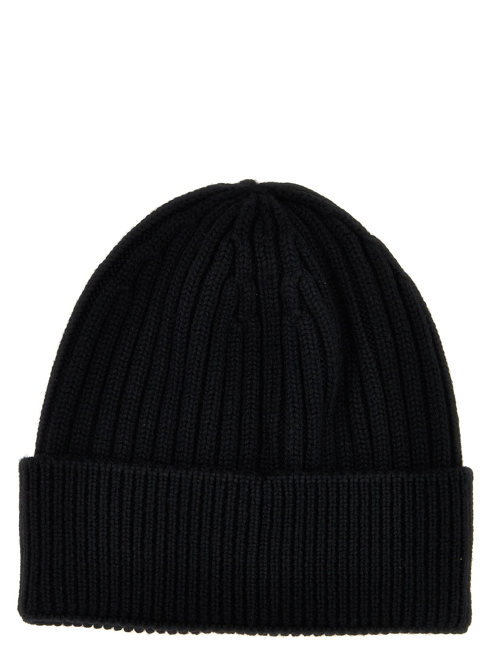 Shop Moncler Logo Embroidery Beanie In Black